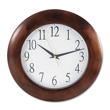 Universal® Round Wood Wall Clock, 12.75" Overall Diameter, Cherry Case, 1 Aa (sold Separately) freeshipping - TVN Wholesale